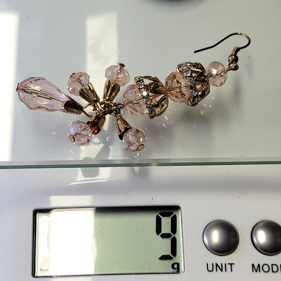 Pink Crystal Tiered Chandelier Earrings - Picture 10 of 10